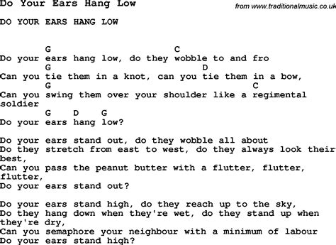 Summer Camp Song Do Your Ears Hang Low With Lyrics And Chords For