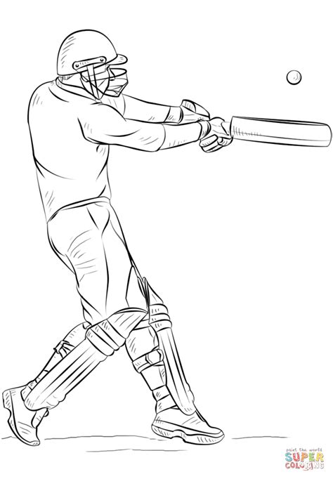 Cricket Player Coloring Page Free Printable Coloring Pages