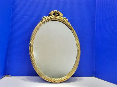 Vintage Gold Oval Mirror With Laurel Leaf Detail 19 X 13 Inches In 2023