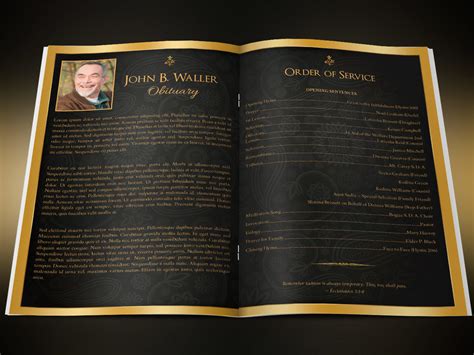 Black Gold Dignity Funeral Program Template By Godserv Designs