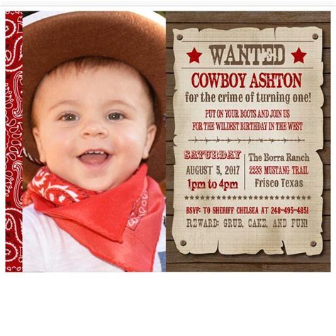 Cowboy Birthday Invitation Wanted Poster Western Party Horse Etsy