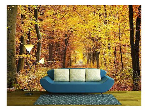 Wall26 Road In The Autumn Forest Removable Wall Mural Self Adhesive