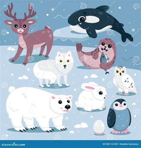 Wild Animals And Birds Of North Nature Of Arctic And Antarctic Cute