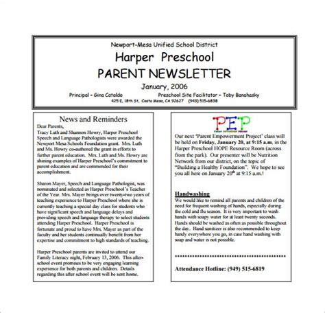 13 Printable Preschool Newsletter Templates Pdf Docs