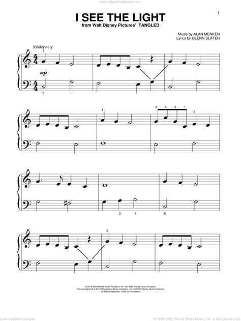 Easy Piano Disney Music Moderidal
