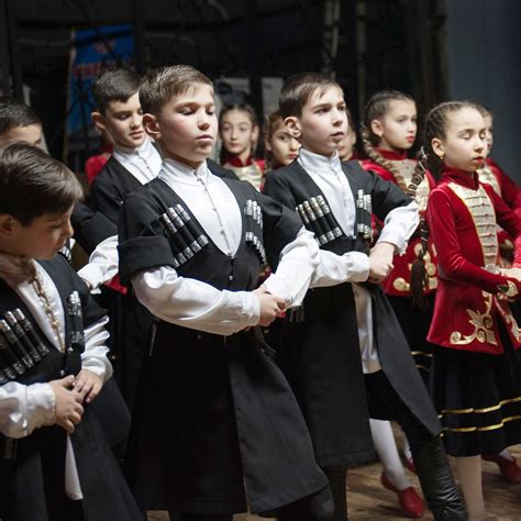 Circassian Children In Traditional Circassian Costume Culture And