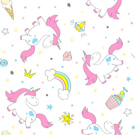 Seamless Vector Unicorn Pattern For Kids Textile Prints Wallpapper