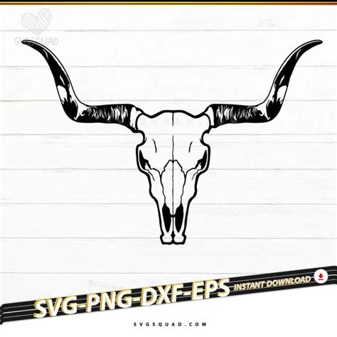 Bull Skull Svg Cow Skull Outline Svg Png Dxf Files For Cricut Silhouette