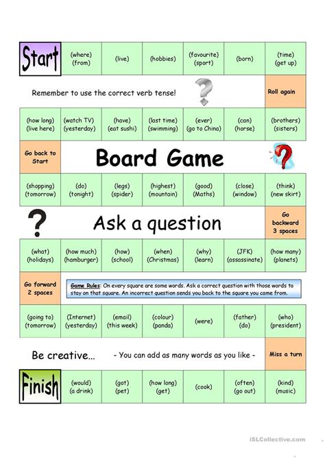 Questions Board Game English Esl Worksheets For Distance Learning And C54