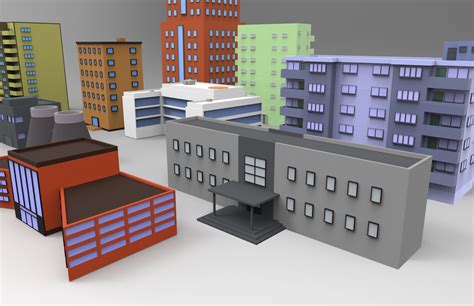 3d Model 16 Low Poly Buildings Pack Vr Ar Low Poly Cgtrader