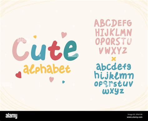 Hand Drawn Cute Letters Funny Alphabet Cartoon English Abc In