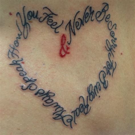 Heart Lettering Fishink Tattoo