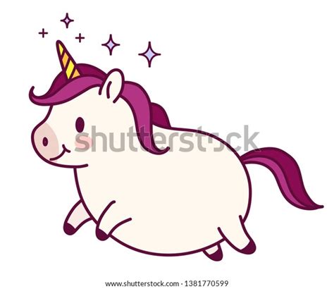 Cute Fat Unicorn Simple Doodle Cartoon Stock Vector Royalty Free
