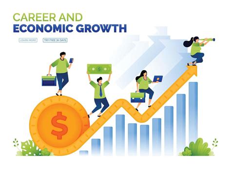 Illustration Of Dollar And Coin On Economic Growth Career And Increase