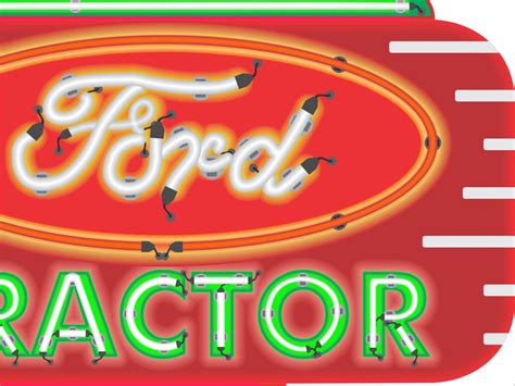 Ford Tractor Marquee Re Make Neon Effect Sign Printed Banner 4 X 3