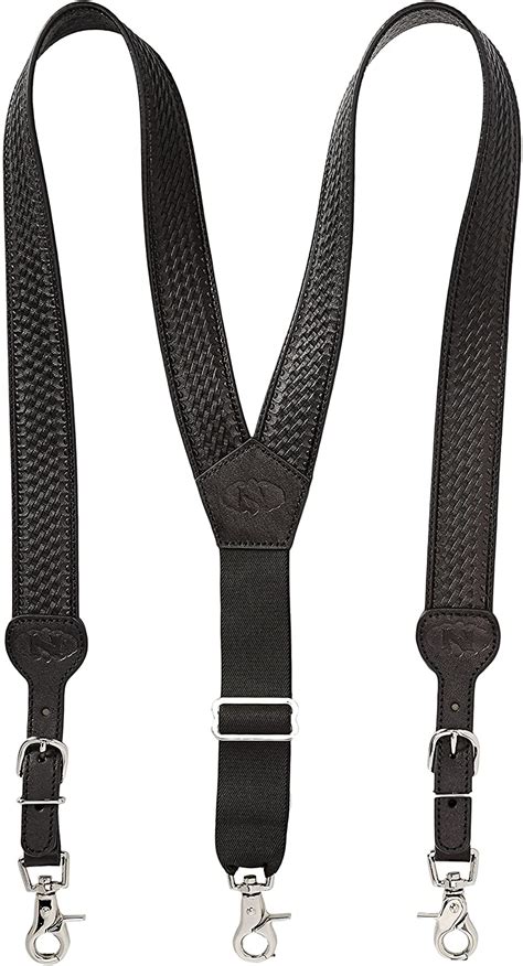 Nocona Belt Co Mens Basketweave Embossed Leather Suspenders Ebay