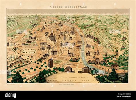 Map Of Florence 1875 Stock Photo Alamy
