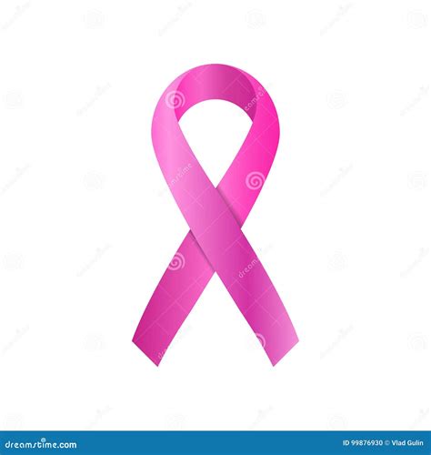 Realistic Pink Ribbon Breast Cancer Awareness Symbol Isolated On White Vector Illustration