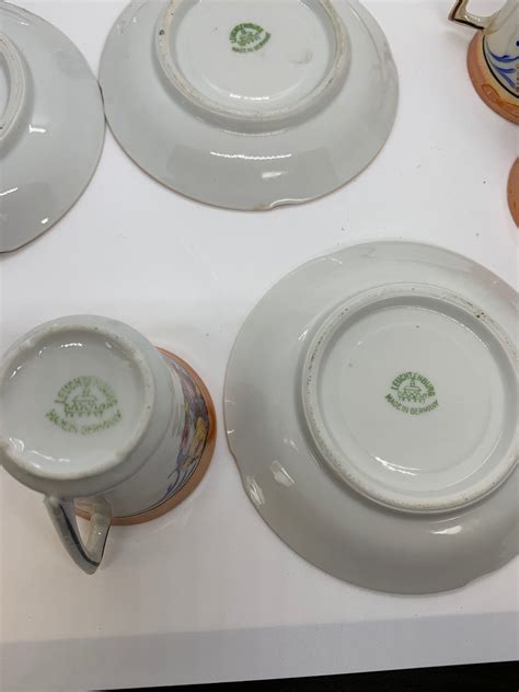 Vintage Leuchtenburg Porcelain Luster Ware Teacups and Saucers Set of 5 ...