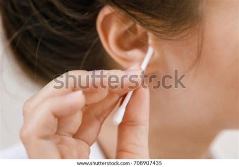 Woman Cleaning Ear Cotton Swab Stock Photo 708907435 Shutterstock