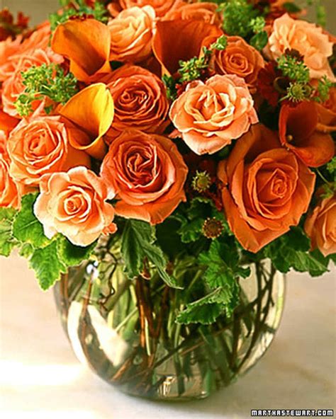 Martha stewart has a huge garden in her house where she grows flowers, vegetables, herbs and different kinds of ornamental plants. Orange Flower Arrangements | Martha Stewart
