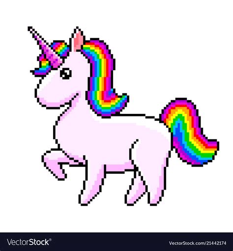 Pixel Cute Unicorn Isolated Royalty Free Vector Image