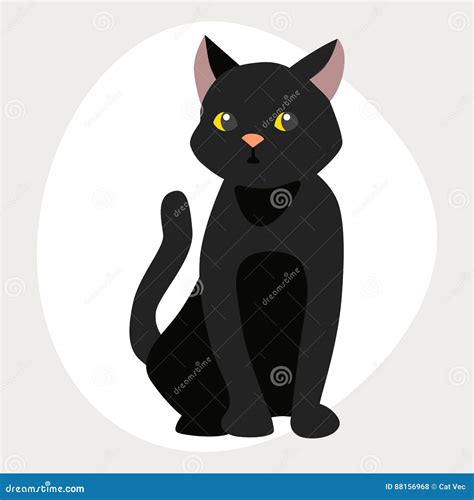 Cat Breed Cute Pet Black Portrait Fluffy Young Adorable Cartoon Animal