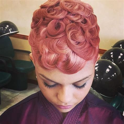 salon christol on instagram “pretty rosey pin curls 🎀” finger waves short hair cute