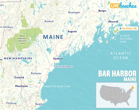 Map Of Bar Harbor Maine Live Beaches