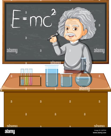 Portrait Of Albert Einstein In Cartoon Style Illustration Stock Vector