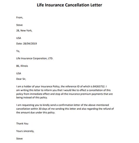 powerful insurance cancellation letter samples and format
