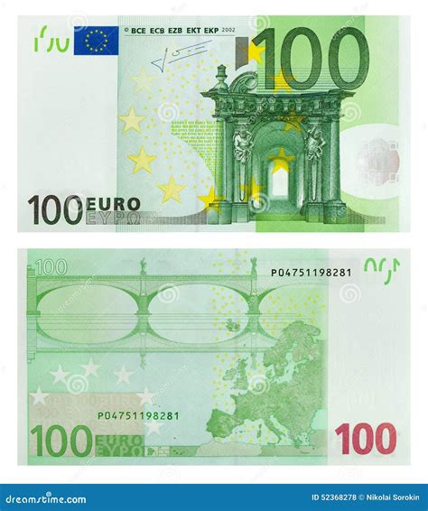 Deux Côtés De Billet De Banque De Leuro 100 Photo Stock Image Du