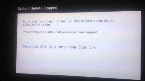 Xbox 360 System Update Error 397f 3cd6 B800 0f00 C000 0059 When Trying