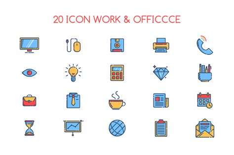20 Work And Office Icon Set Graphic By Captoro · Creative Fabrica