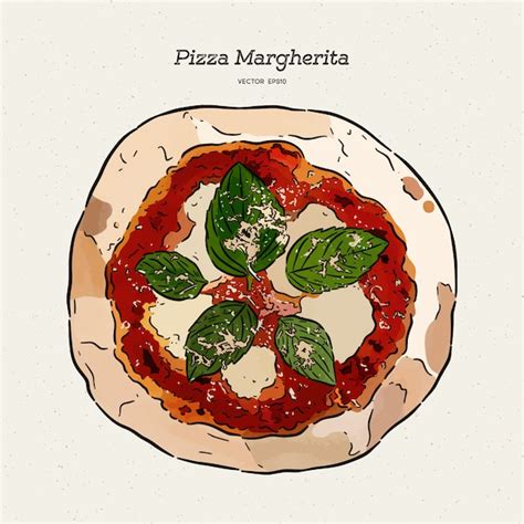 Premium Vector Pizza Margherita Hand Draw Sketch