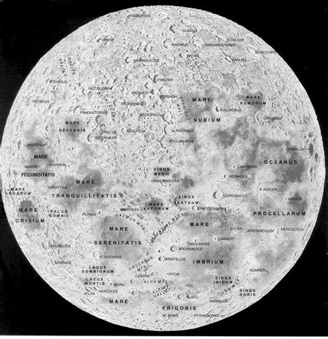 Detailed Labelled Map Of The Moon Sea Of Tranquility Sea Of Dreams