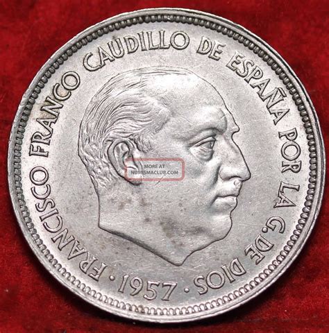 Uncirculated 1957 Spain 25 Pesetas Foreign Coin Sh