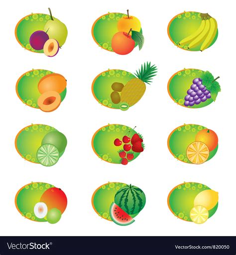 Icons With Fruits Royalty Free Vector Image Vectorstock