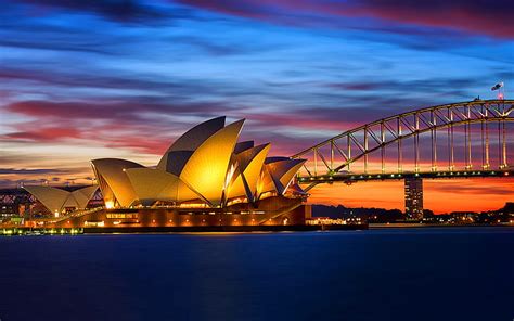 Hd Wallpaper Sunset Sydney Australia Opera House Desktop Backgrounds