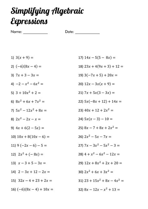 17 Simplifying Algebra Worksheets Free Pdf At