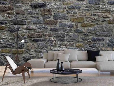 Stone Wall Mural Realistic Looking Grey Design About Murals