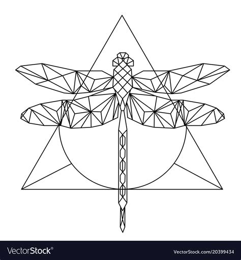 Modern Geometry Dragonfly Tattoo Design Triangle B