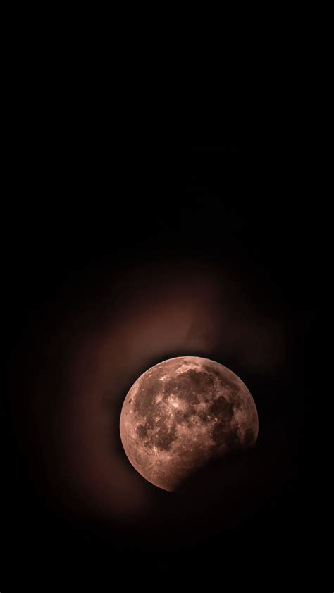 Download Wallpaper 1350x2400 Moon Full Moon Eclipse Red Moon Sky