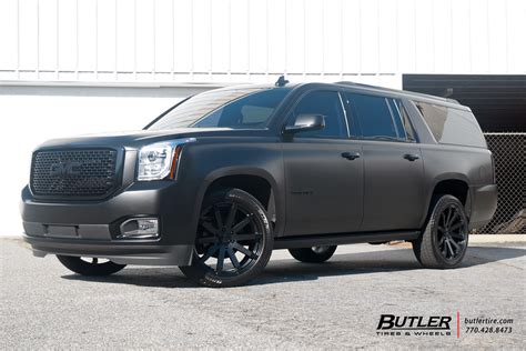 Matte Black Gmc Denali With 22in Black Rhino Traverse Wheels And