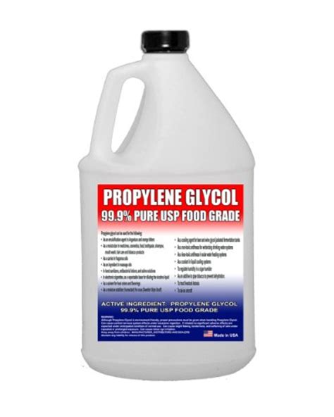 Biobased propylene glycol propylene glycol is a safe, semi viscous chemical fluid utlized in many food, cosmetic and industrial applications. Propylene Glycol - Food Grade USP - 1 Half Gallon (64 Oz.)