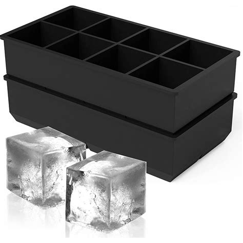 8 Cavities Square Easy Release 2 Inch Ice Cube Tray Food Grade Silicone