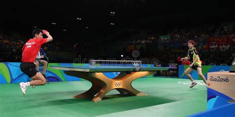 Feng Tianwey Playing Table Tennis At The Olympic Games In Rio 2016