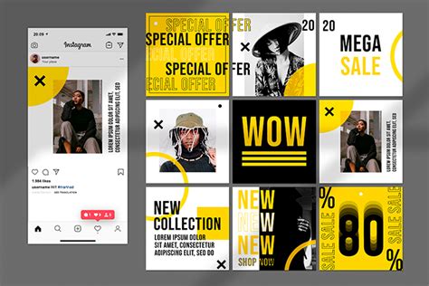 Free Yellow Instagram Posts Template In Psd Free Psd Templates