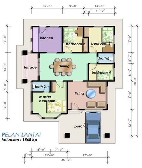 Untuk denah kali ini memiliki lahan berukuran 8x15 yang memiliki beberapa ruangan diantaranya: Plan Rumah Teres | Ideas for the House | Pinterest