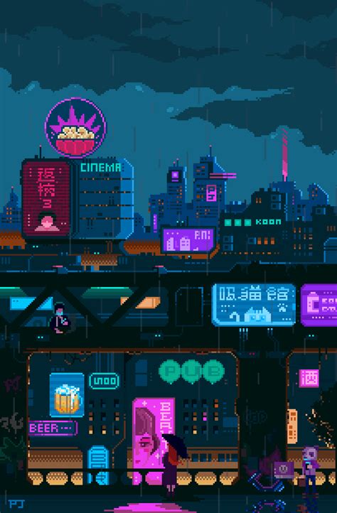 Cyberpunk Pixel Art  1020x1555 Wallpaper